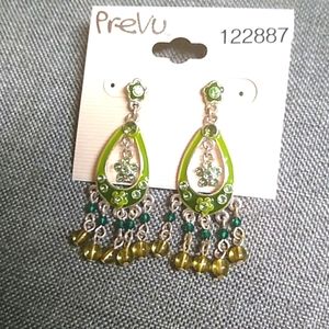 😻 3 For $15 Green Floral Theme Bead Drop Dangles